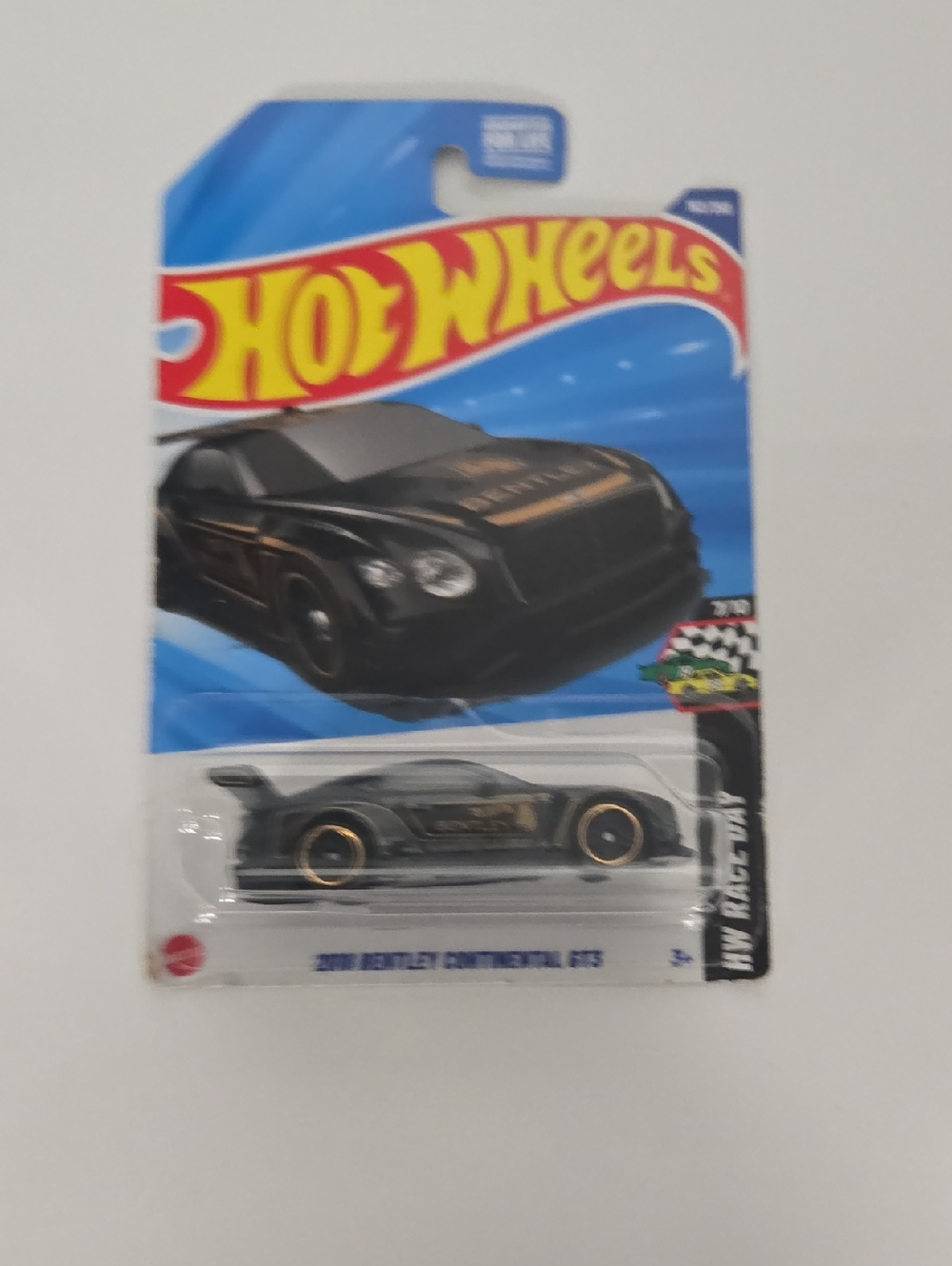 Mattel Hot Wheels Black and Gold 2014 Bentley Continental GT3 Toy Car